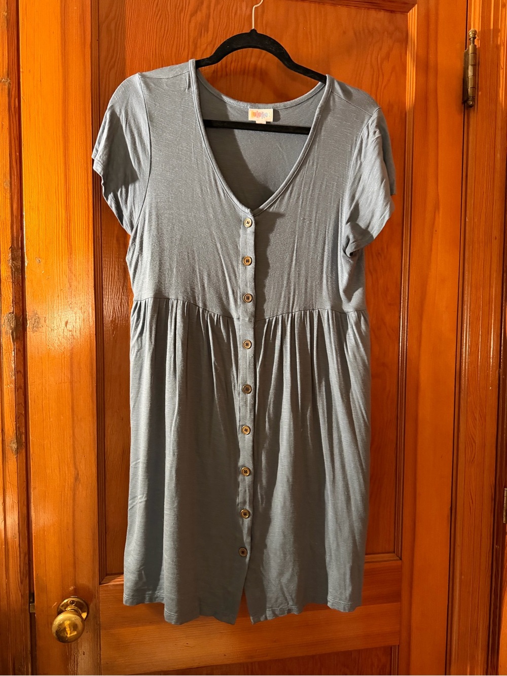 LuLaRoe Soft Dusty Blue Heidi Baby Doll Dress
